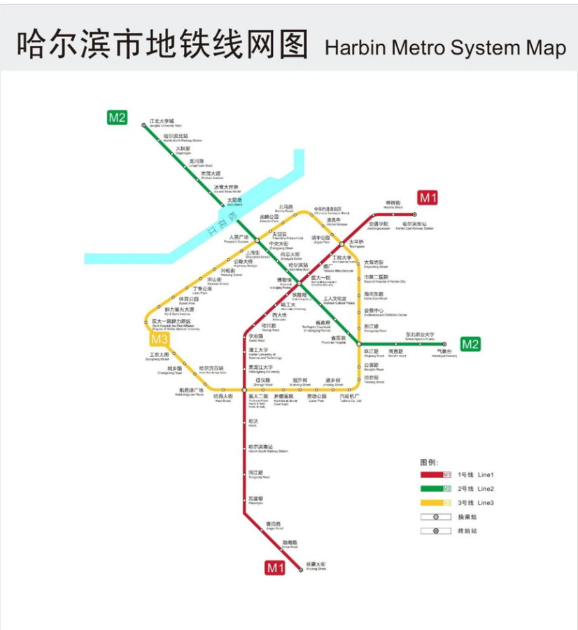 哈尔滨市地铁线网图