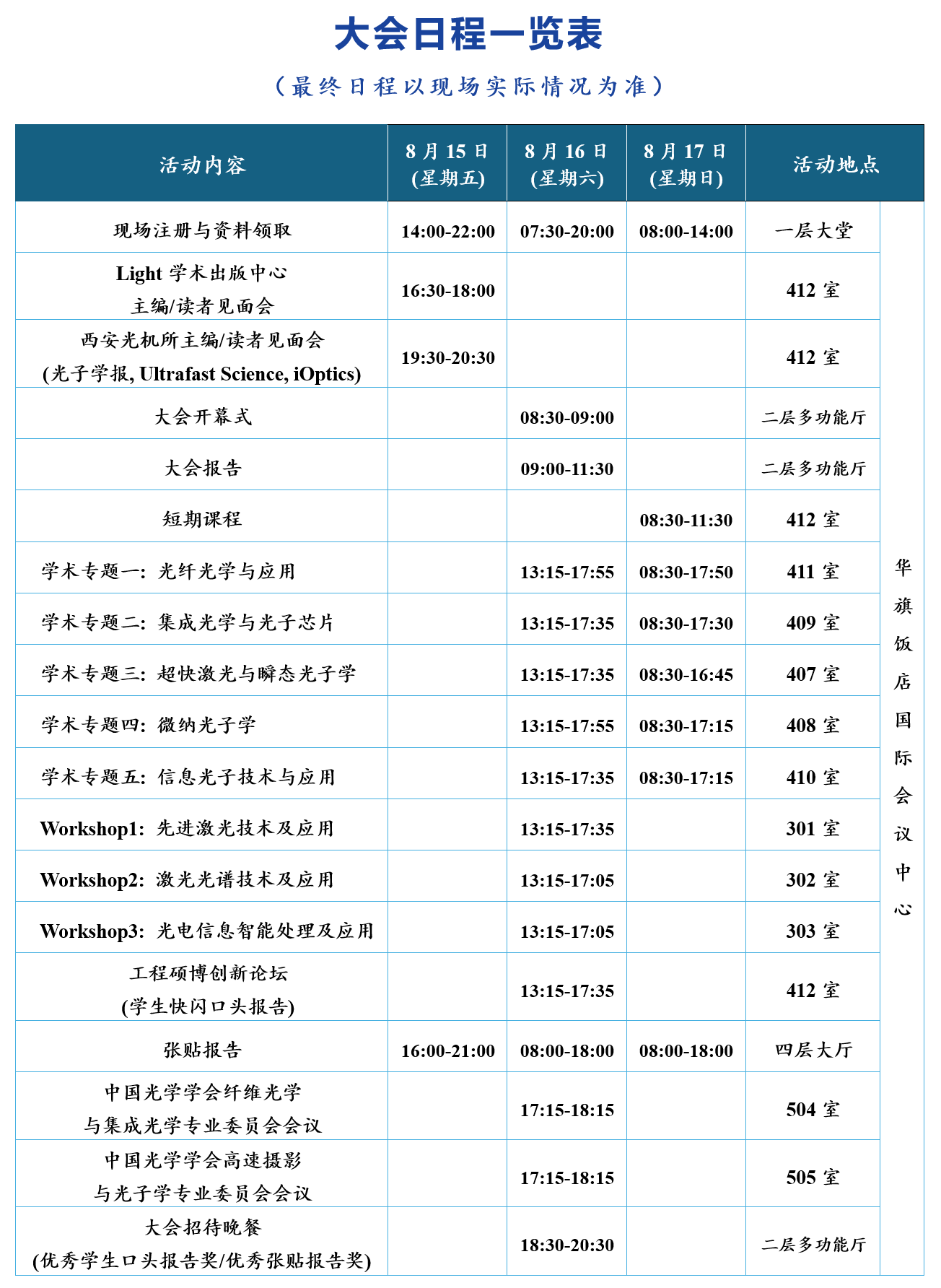 大会详细日程
